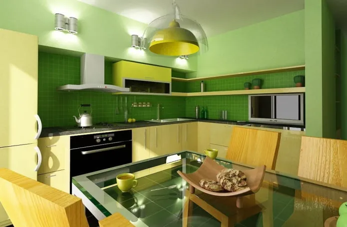Зеленая кухня: 65 фото в интерьере ...