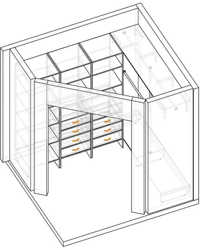 Чертеж угловой гардеробной