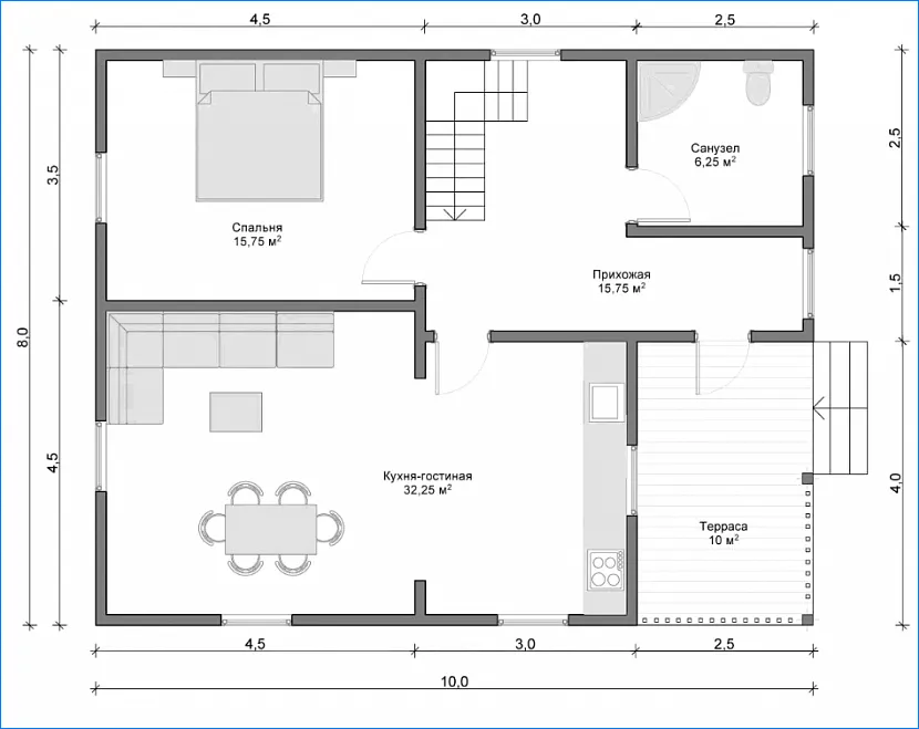 План дома 8х10 м