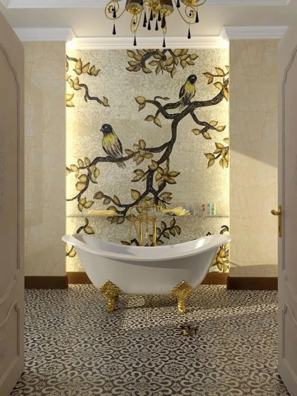 Мозаичное панно в ванной в классическом стиле