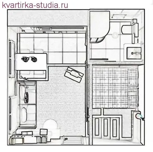 Идеальное решение студии квартиры, план